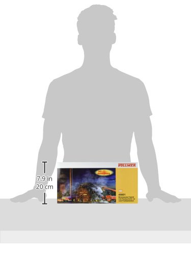 Vollmer 45601 Factory on Fire HO Scale Model Kit Box with Dimensions