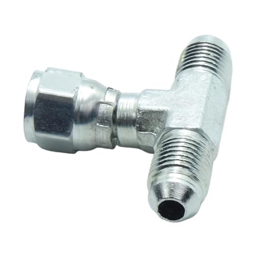 Image of 1 Piece Steel JIC Flare Tube Fitting,Tee Swivel Branch 1 /4 JIC (7 /16''-20 Threads)