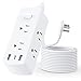 Power Strip Surge Protector, Olcorife Ultra Thin Flat Plug Extension Cord 5ft, 6 Outlets 3 USB Ports(1 USB C), 3 Sided Outlet Extender for Home Office Travel Dorm Room Essentials, White