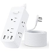 Flat Extension Cord, OLCORIFE 5ft Ultra Thin Flat Plug Power Strip, 6 Outlets 3 USB Ports(1 USB C...