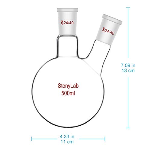 Stonylab US-RBF-2NECK-GLASS-500ML Glass 500Ml Heavy Wall 2 Neck Round Bottom Flask Rbf thumb #1