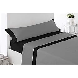 Sabana Fenestrada ENERGY HOGAR - IMBRO - Juego SÁBANAS Completo 3 Piezas Verano (150 x 190/200 cm, Grey)