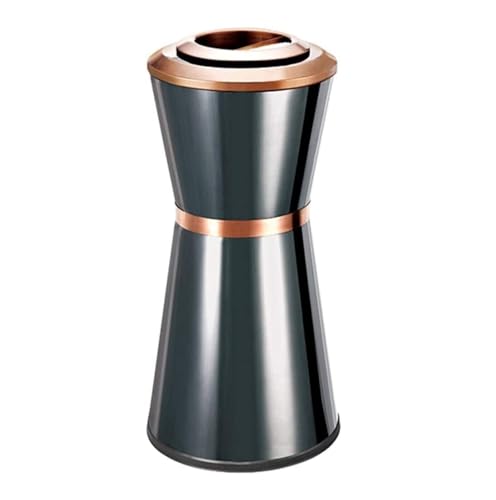 Outdoor Trash Can with Lid – Vertical Stainless Steel Dustbin for Hotel Lobby, Round Design, Durable Outdoor Garbage Bin, Weather-Resistant Ashtray for Public Spaces