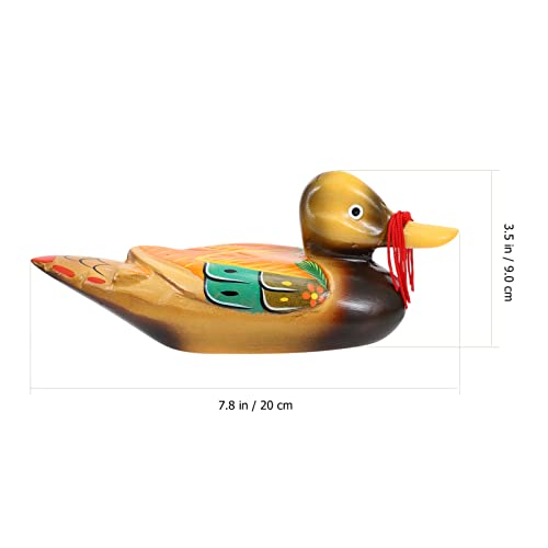 Vosarea 2Pcs Wooden Mandarin Duck Ornament Hand Carved Figures Miniature Love Bird Decor Decoy Art Sculpture Wedding Gifts Collectible Decor #TOP1