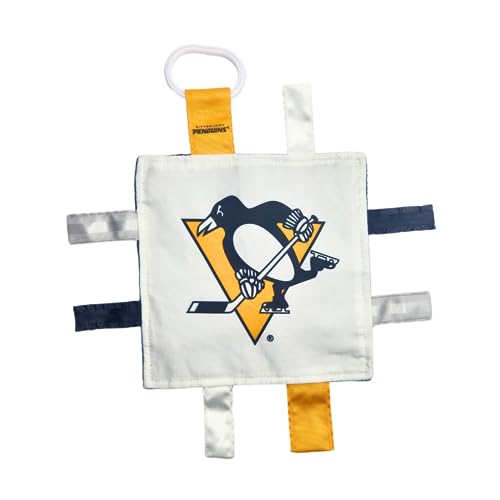 Image of The Learning Lovey Pittsburgh Penguins Baby Tag Toy - NHL Hockey Baby Sensory Crinkle Toys - Soft & Safe - Ideal Baby Stroller Toy - BPA Free w/Stroller Clip (8" x 8" Tag Toy)…