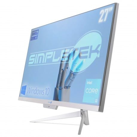 SIMPLETEK PC All in One RGB Core i3 Windows 10 Pro 27" Full HD RAM 16 GB SSD 480 GB | Webcam Integrata, WiFi5, Bluetooth | Computer Fisso Desktop