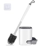 Cepillo de inodoro multiusos: nuestro cepillo de inodoro está diseñado para una amplia gama de tipos de inodoros. Perfecto para baños domésticos y excelente para su uso en hoteles, hospitales, hogares, oficinas y escuelas, etc. Puede llegar a cualquier esquina, especialmente para la limpieza de bordes de la tapa del inodoro, pequeños huecos entre el inodoro y la pared, dentro de la ranura del inodoro, y todas las superficies de vidrio de plástico y cerámica.