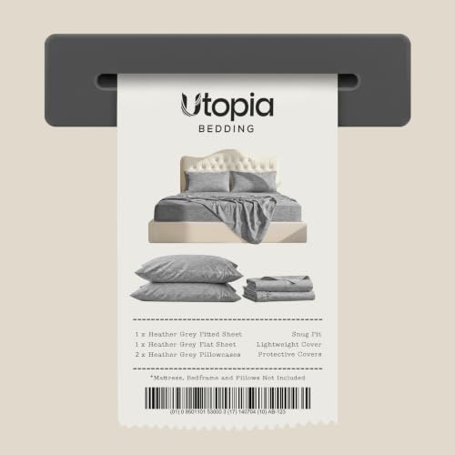 Image of Utopia Bedding Queen Size Sheet Set - 4 Piece Bed Sheets, Soft and Breathable Microfiber, Includes 1 Fitted Sheet, 1 Flat Sheet and 2 Pillowcases - Oeko Tex (Heather Grey)