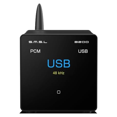 S.M.S.L B200 Hi-Res Digital Audio DAC Bluetooth 5.1/USB Input Audiophile Bluetooth audio Receiver&DAC Amplifier Title/Artist display 2.33” screen Hi-Fi Audio Stereo Receiver Optical/Coaxial/RCA output Cover