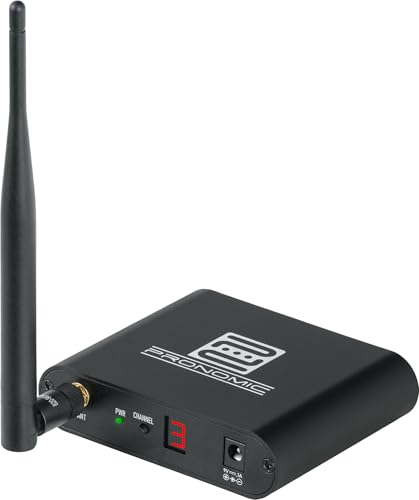 Pronomic SDT 40 Silent Disco V2 Transmisor 863 865 MHz UHF, Alcance 100 m, Audio estéreo, entradas Line/XLR/RCA, Carcasa metálica, para Eventos, Fiestas, DJ y Alquiler, Negro