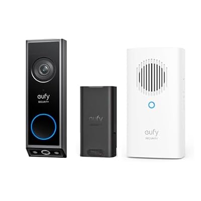 eufy Security Video Doorbell E340 (Battery Powered with Extra Backup) with Chime, Uninterrupted Use with Rechargeable Battery, Dual Cameras, 2K Full HD, No Monthly Fee