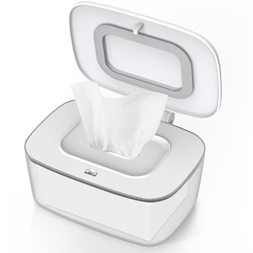 Image of Wipes Dispenser, Wipe Holder for Baby, Refillable Wipe Container, Portable Press to Open, Non-Slip white