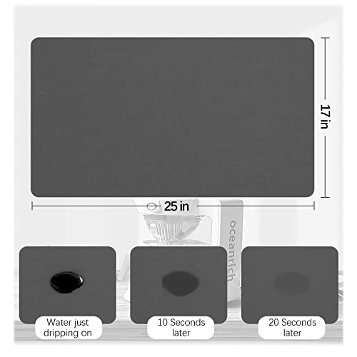 Coffee Mat for Pot Espresso Machine, Large Coffee Maker Mat for Countertops, Coffee Bar Accessories Under Appliance Mats, Golener coffee bar mat, Thick Countertop Protector 25\"x17\"(Grey) - Thumbnail 2