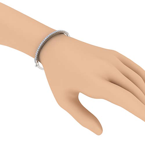 1 1/2 Carat Prong Set Diamond Ladies Bangle Bracelet In 10K White Gold #TOP2