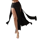 ROYAL SMEELA Jupes Danse du Ventre Fendu Femme Jupe Longue De Danseuse Orientale Noir Adulte