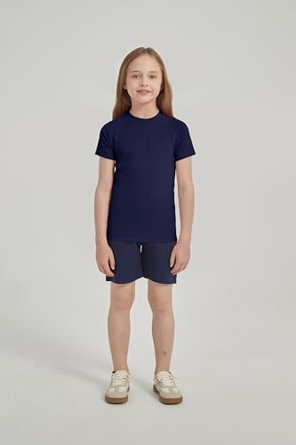 Image of 5-14Y Boys Girls Rash Guard UPF 50+ Short Sleeve Kids Neon Swim Shirts | Unisex UV Sun Protection Shirts,Quick Dry Kids Rash Guard, Boys Girls Neon Swim Shirts,Teen Rash Guard Swimsuit