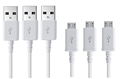 3-Pack Micro USB Cable High Speed Data and Charging for Samsung Galaxy S6/S7/J8/J7/J6/J5/J4/J3/J2/J1 Edge Plus Active, Note 4/5, LG Q6/K7,Nexus 6/5, Motorola Moto G5S Plus/G5/G4 (White)
