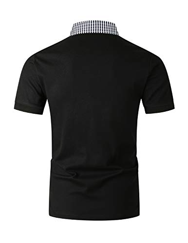 Image of GHYUGR Men's Polo Shirts Short Sleeve Slim Fit Polo Casual Plaid Splice T-Shirts