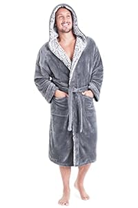 CityComfort Ochtendjas voor heren en tieners - superzachte fleece badjas met capuchon voor heren - maten M-2XL warme gezellige loungewear nachtkleding, Grijs, 3XL
