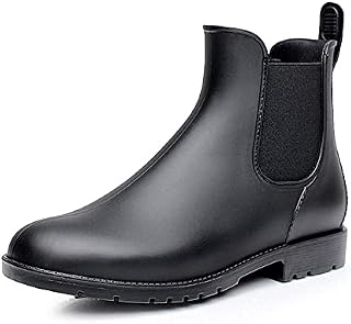 NEOKER Chelsea Wellington Boots Womens Mens Non-Slip Short Wellies Shoes Ankle Rain Boot Ladies Waterproof Booties Black Size 42EU,9UK