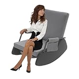 Xingfx Relaxsessel mit Liegefunktion Schaukelstuhl Wohnzimmer, 90-180° Verstellbarer Sessel mit Fußstütze und Seitentaschen, Polster Ohrensessel mit Mikrofaser Leder für Schlafzimmer Lesesessel