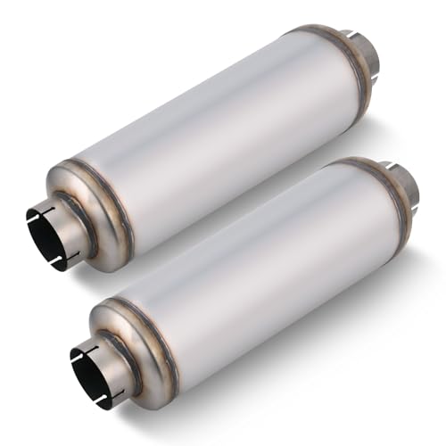 LCGP 4" Inlet Diesel Exhaust Muffler, 4'' Inlet & Outlet Universal Resonator, 30'' Overall Length Stainless Steel Muffler, Straight Through Design Exhaust Tip(4" Intet 4" Outlet, 2 Pack) by LCGP - Used condition - US$103.54