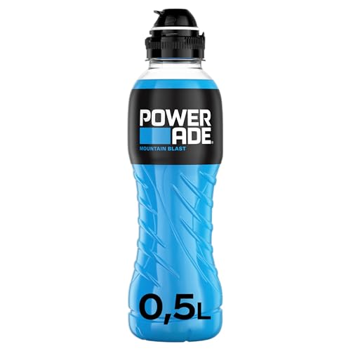 Powerade Sports Mountain Blast, kalorienarmes Sportgetränk mit Fruchtmix-Geschmack, mit Elektrolyten, Sport Drink in stylischen Einweg Flaschen (12 x 500 ml) 2