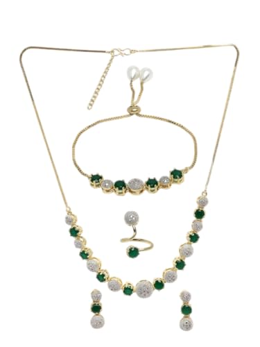 Juego de joyas redondas verdes para cenas especiales y eventos