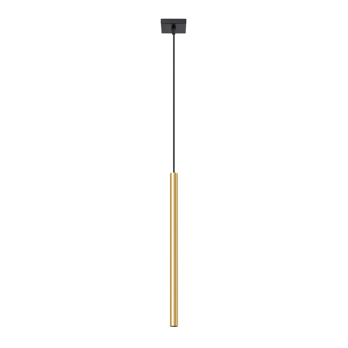 SOLLUX lighting Ceiling Pendant Light Fitting - Ceiling Lamp - Kitchen Dining Room Living Room Bedroom - 1 Lampshade - Steel - 8 x 8 x 100 cm - Glossy Gold - Pastelo