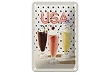FEMER Plaque en tôle de voyage 12 x 18 cm Motif milkshake américain vanille chocolat