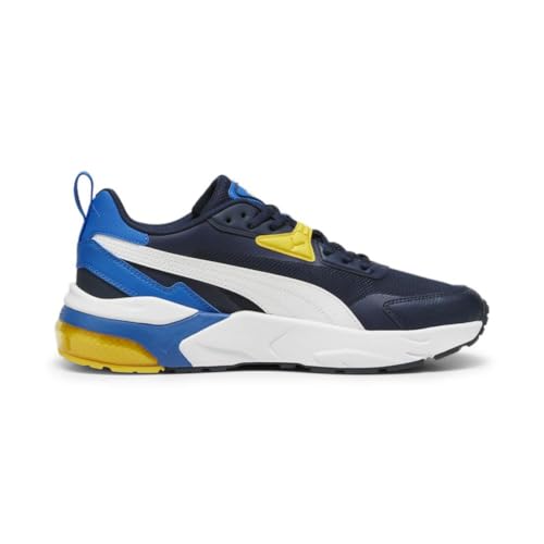 PUMA Mens VIS2K Sneaker, Club Navy Mens White-Pelé Yellow, 13