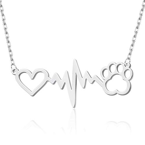 18k Gold Plated EKG Heartbeat Love Cardiogram Necklace Personalized Stainless Steel Lifeline Jewelry for Women