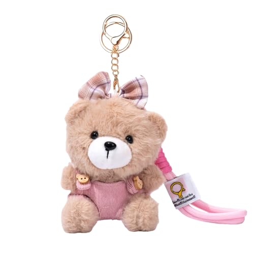Auroriel Kleiner Bär con Vajilla Rosa Llavero de Osito de Peluche Regalo para Bolso Cartera Mochila, Accesorios, Decorar