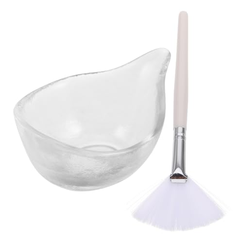 BESTYASH Facial Brush Applicator Tool for Fruit Acid Masks Soft Fan Shape Makeup Brush with Mixing Bowl Portable Skin Care for Home and Salon Use