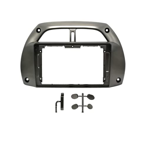 9'' Car Radio Stereo Dash Frame Fascia Bezel Panel w/Power Harness Cable Compatible for Toyota RAV4 2001 02 03 04 05 06 Install Mount Kit