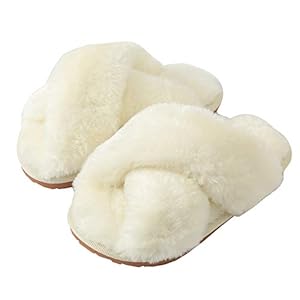 Hitopteu Pluche pantoffels dames en meisjes pluizig winterpantoffels warmte comfortabele slippers open teen huis knuffelig pantoffels kinderen