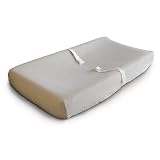 Picture of mushie Extra Soft Muslin Fitted Changing Pad Cover (Fog)