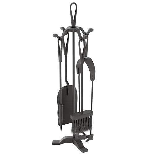 Home Discount - Juego de Accesorios para Chimenea de 5 Piezas, Color Negro