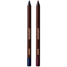 PERSONA 24HR Midnight & Maroon Waterproof Eyeliner Pencil Duo, Sharpenable | Creamy smudgeable liners for lash line and waterline, all-day to all-night wear, vegan, cruelty-free, paraben-free