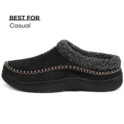 image for Zigzagger Men's Slip On Moccasin Slippers, Indoor/Outdoor Warm Fuzzy C