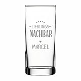 4you DESIGN Personalisiertes Longdrink Glas mit Namen | Lieblings Nachbar| Geschenk Idee zu Weihnachten, Geburtstag, Mutter  & Vatertag | Saftglas Spülmaschinenfest | Persönliches Präsent | 485 ml