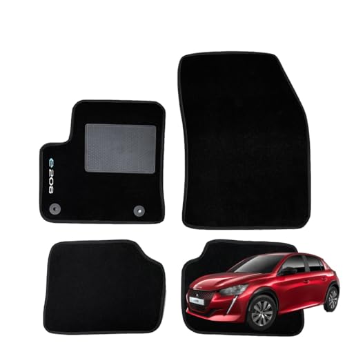 Serie 4 Tappeti - Tappetini In Moquette Neri Per Peugeot E-208 2019-> Elettrica