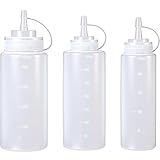 Yiyiring 16 Pack Condiment Squeeze Bottles Set 8/12 /15 oz Empty Plastic Squirt Bottle Multipurpose with Twist Top on Lids for Sauce, BBQ, Syrup, Dressing, Ketchup, Crafts