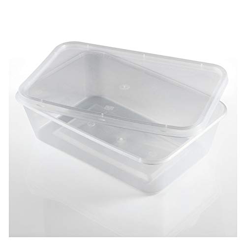 Thali Outlet - 50 X Rectangular Microwave Clear Re-Usable Food Containers Freezing Takeaway Hot Cold Foods 650Ml