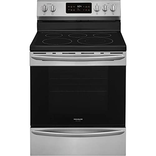 Frigidaire GCRE3038AF 30" Gallery Series Stainless Steel Freestanding Electric Range with 5.4 cu. ft. Capacity 5 Elements Steam Clean Quick Bake Convection and Quick Boil Element