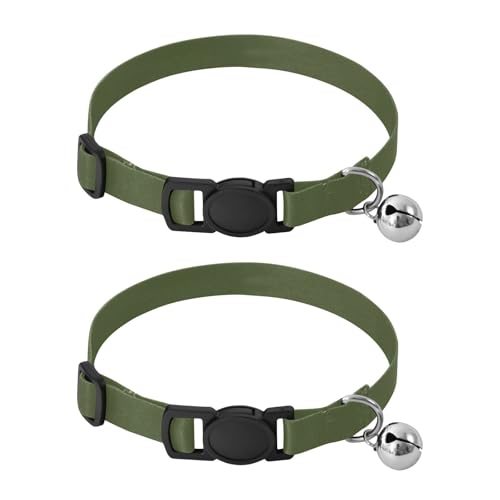 Collare verde militare con campana per cane cucciolo confezione da 2 collare per gatti regolabile da 26 a 43 cm