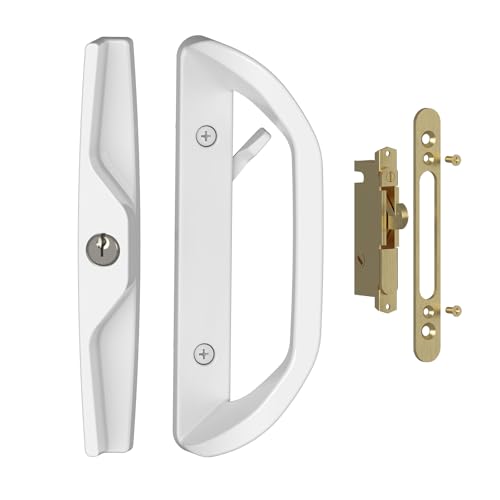 Sliding Glass Door Lock Set with Key Cylinder and Mortise Lock Reversible Design Fits 1-3/8