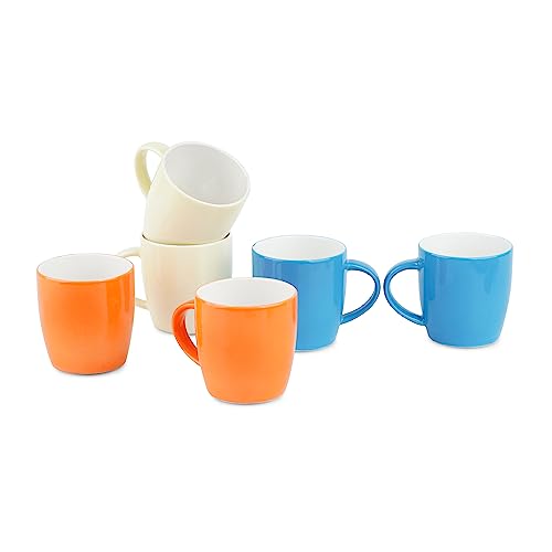 Image of Dandy Lines New Ray Medium in Blue, Orange, Yellow, Ceramic Coffee Mug Set, Pack of 6, Microwave & Dishwasher Safe, Great for Home Use & Gifting