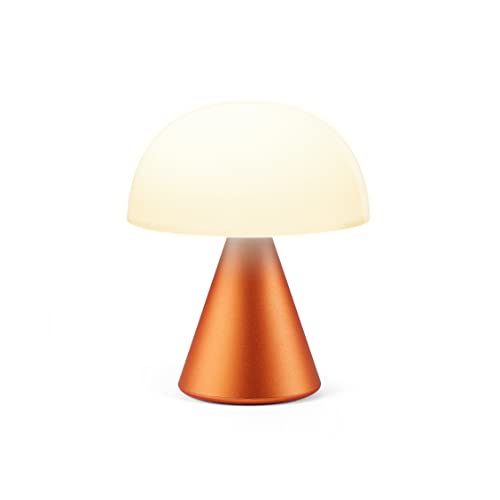 Image of Lexon Mina M Mushroom Lamp - Portable Bedside Light for Bedrooms, Kids & Nursery - 9 LED Color Rechargeable Table Lamp with 24h Light & Dimmer, Medium - Orange