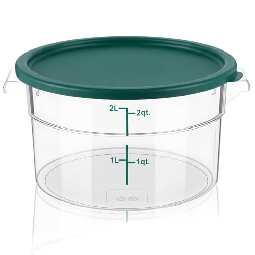 Image of Ziliny 1 Pcs 2 Qt Dough Proofing Container with Lid and Green Scale, Green | Clear Round Food Storage Container, Food Grade Plastic, Easy Viewing Design, Airtight Lid, Dough Fermentation Kitchen Storage